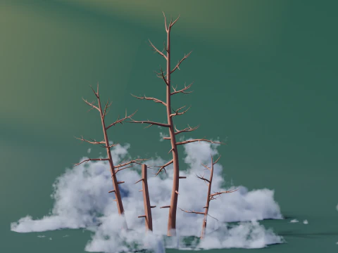 Low Poly Mountain Trees 3D Model