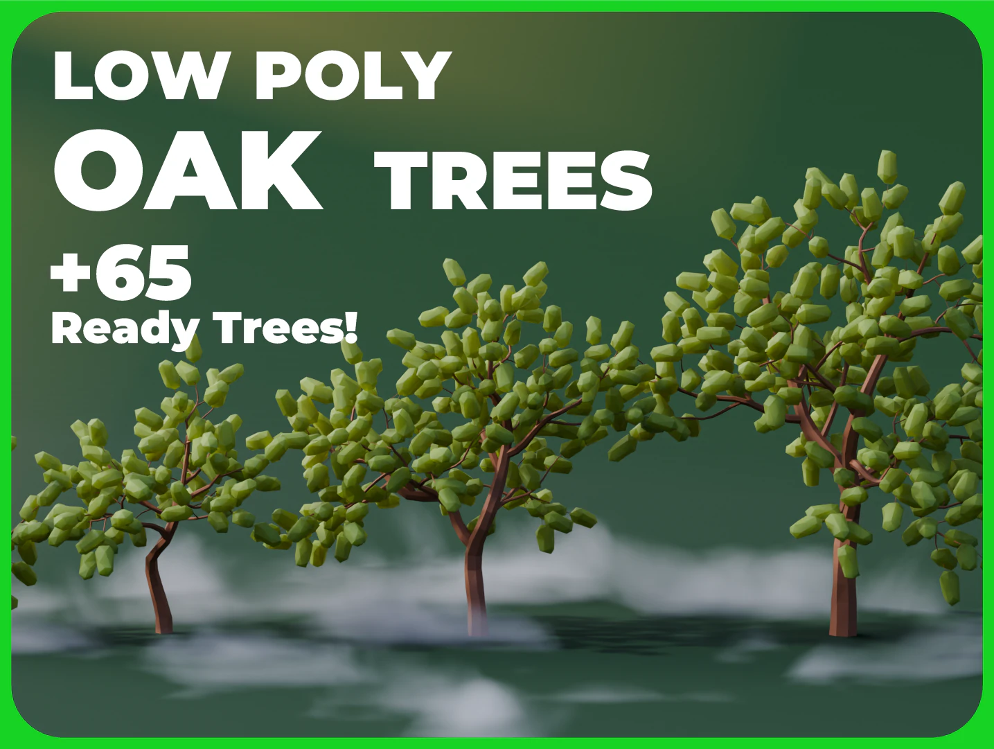 Low Poly Oak Trees 3D Model .c4d .max .obj .3ds .fbx .stl .blend 
