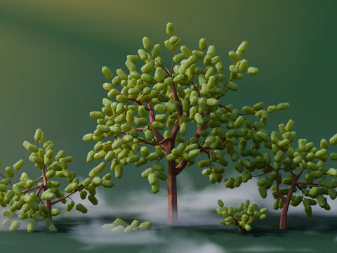 Low Poly Oak Trees 3D Model