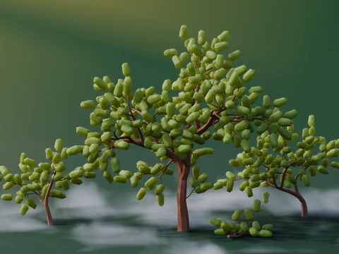 Low Poly Oak Trees 3D Model