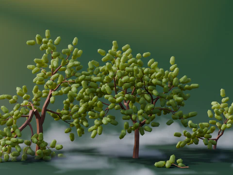 Low Poly Oak Trees 3D Model