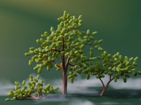 Low Poly Oak Trees 3D Model
