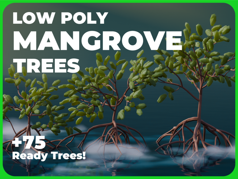 Low Poly Mangrove Trees Modelo 3D .c4d .max .obj .3ds .fbx .stl .blend