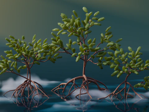 Low Poly Mangrove Trees 3D Model
