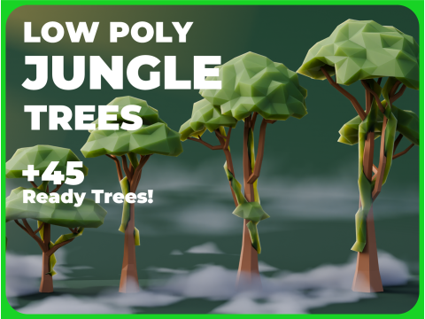 Low Poly Jungle Trees Modelo 3D