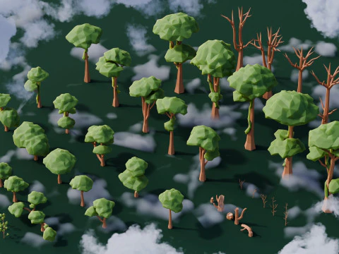 低ポリのジャングルの木 3Dモデル