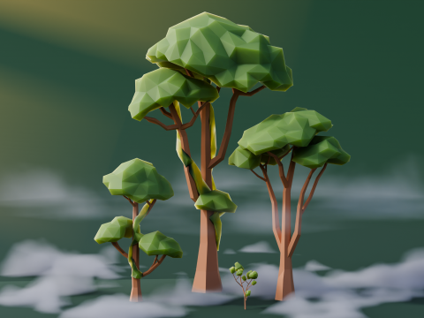 Low Poly Jungle Trees 3Dモデル