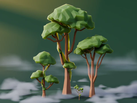 低ポリのジャングルの木 3Dモデル