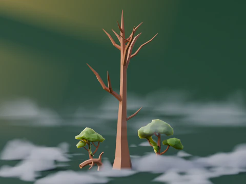 低ポリのジャングルの木 3Dモデル