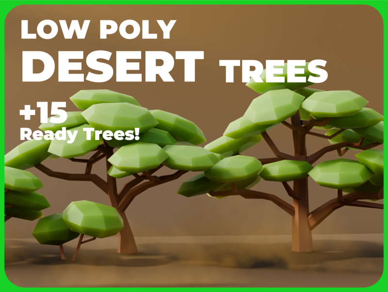 Low Poly Desert Trees 3D 모델 .c4d .max .obj .3ds .fbx .stl .blend