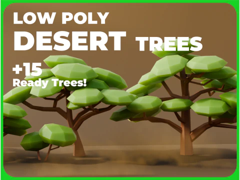 Low Poly Desert Trees 3D Model