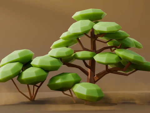 Low Poly Desert Trees 3D Model