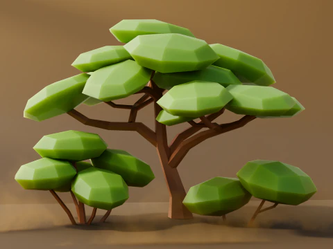 Low Poly Desert Trees 3D Model