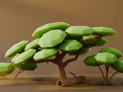 Low Poly Desert Trees 3D Model