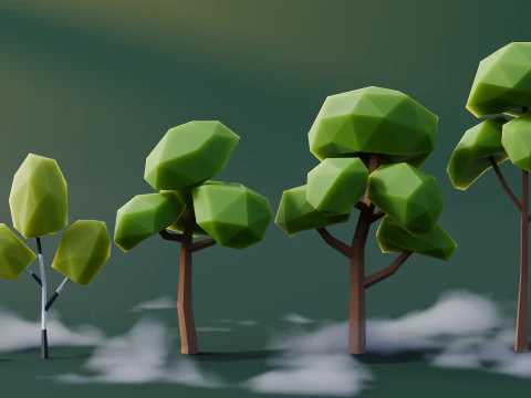 Low Poly Trees Pack 3D Model