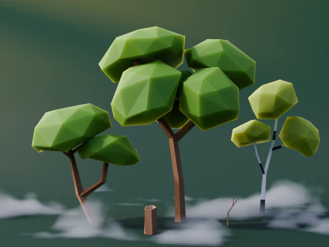 Low Poly Trees Pack 3D Model