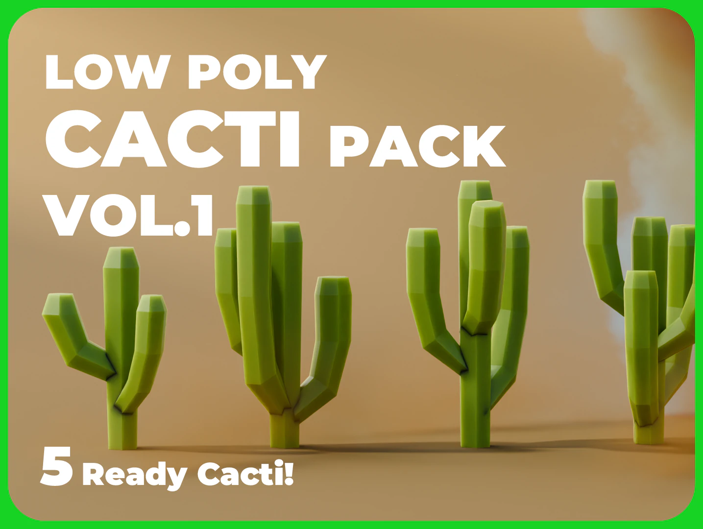 Low Poly Cacti Vol 1 3D Model .c4d .max .obj .3ds .fbx .stl .blend