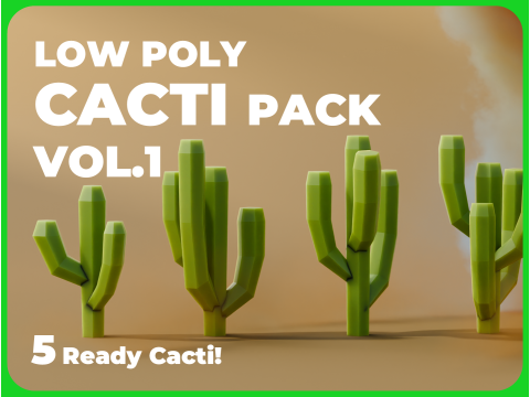 Low Poly Cacti Vol 1 Modelo 3D