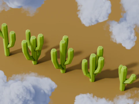 Low Poly Cacti Vol 1 3D Model