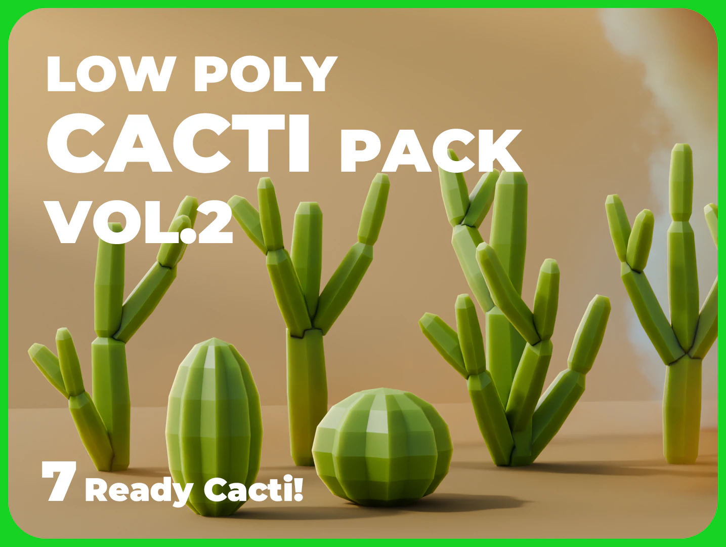Low Poly Cacti Vol 2 3D Model .c4d .max .obj .3ds .fbx .stl .blend 