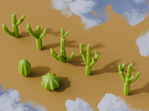 Low Poly Cacti Vol 2 3D Model
