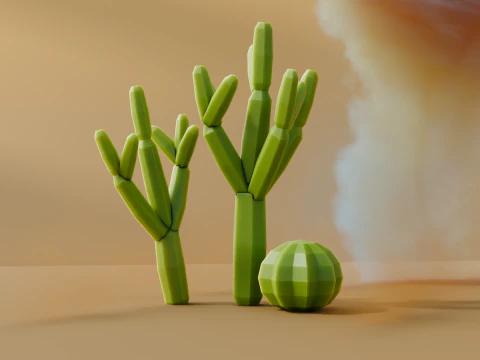 Low Poly Cacti Vol 2 3D Model