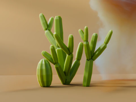 Low Poly Cacti Vol 2 3D Model