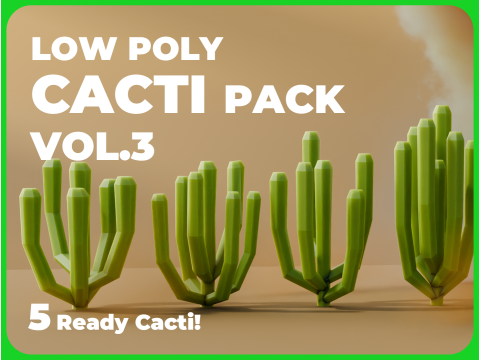 Low Poly Cacti Vol 3 Modelo 3D
