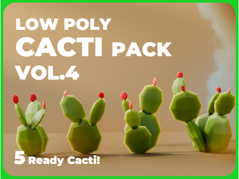 Low Poly Cacti Vol 4 Modelo 3D
