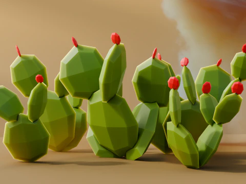 Low Poly Cacti Vol 4 3D Model