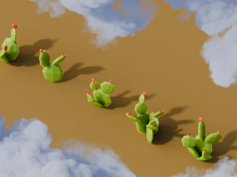 Low Poly Cacti Vol 4 3D Model