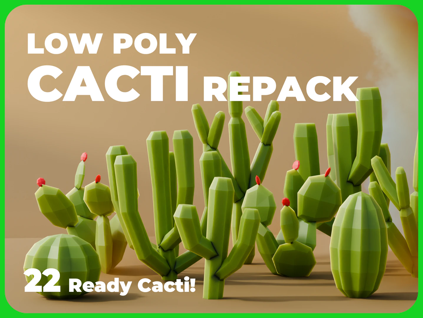 Repack de cactus Low Poly Modèle 3D .c4d .max .obj .3ds .fbx .stl .blend 