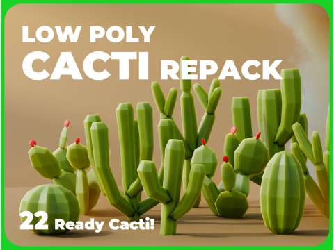 Low Poly Cacti Repack Modelo 3D