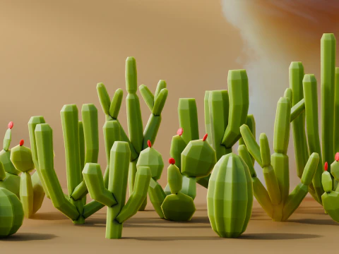 Repack de cactus Low Poly Modèle 3D