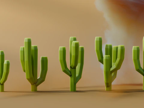 Repack de cactus Low Poly Modèle 3D