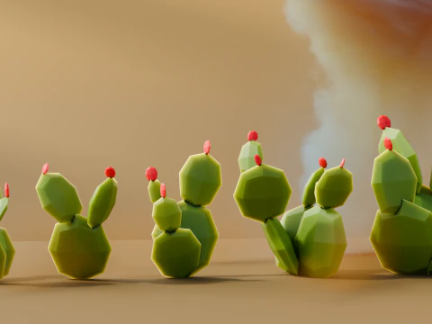 Repack de cactus Low Poly Modèle 3D