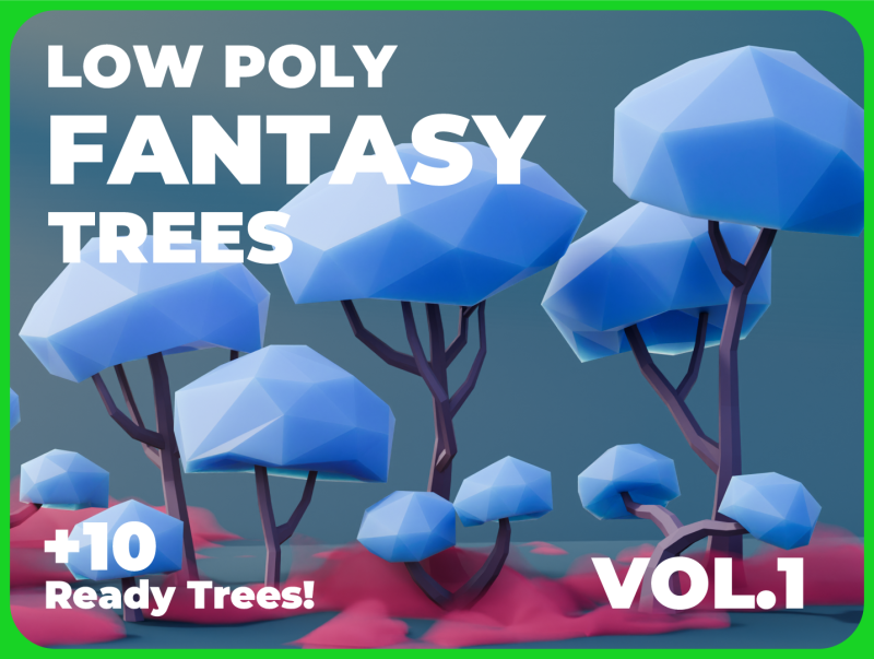 Low Poly Fantasy Trees Vol 1 3D Model .c4d .max .obj .3ds .fbx .stl .blend