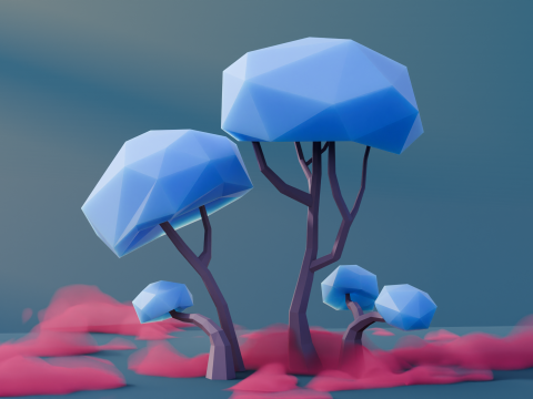 Low Poly Fantasy Trees Vol 1 3D Model