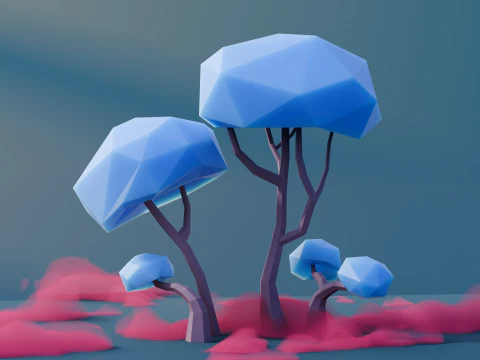 Low Poly Fantasy Trees Vol 1 3D Model