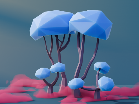 Low Poly Fantasy Trees Vol 1 3D Model