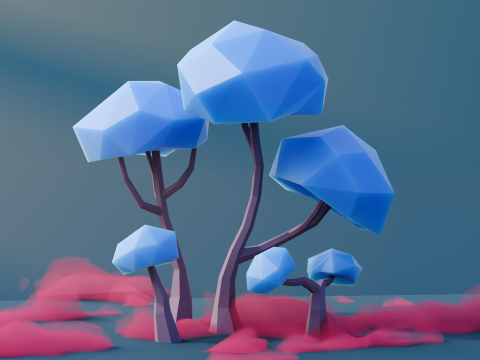 Low Poly Fantasy Trees Vol 1 3D Model