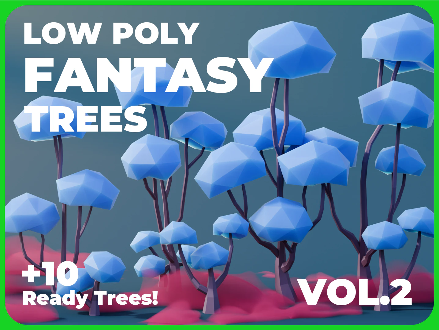 Low Poly Fantasy Trees Vol 2 3D Model .c4d .max .obj .3ds .fbx .stl .blend