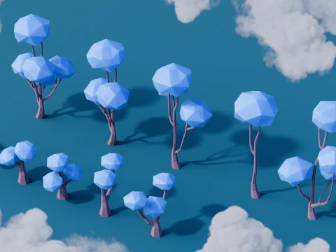Low Poly Fantasy Trees Vol 2 3D Model