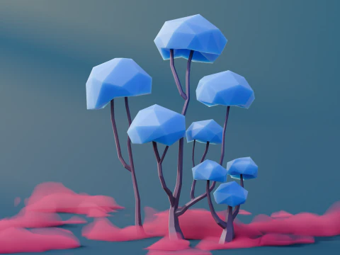 Low Poly Fantasy Trees Vol 2 3D Model