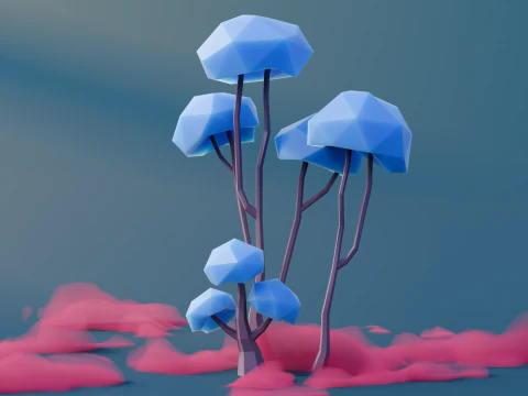 Low Poly Fantasy Trees Vol 2 3D Model