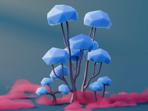 Low Poly Fantasy Trees Vol 2 3D Model