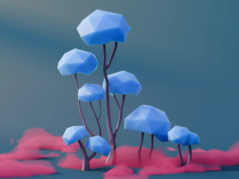 Low Poly Fantasy Trees Vol 2 3D Model