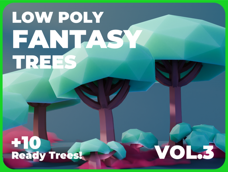 Low Poly Fantasy Trees Vol 3 3D 모델 .c4d .max .obj .3ds .fbx .stl .blend