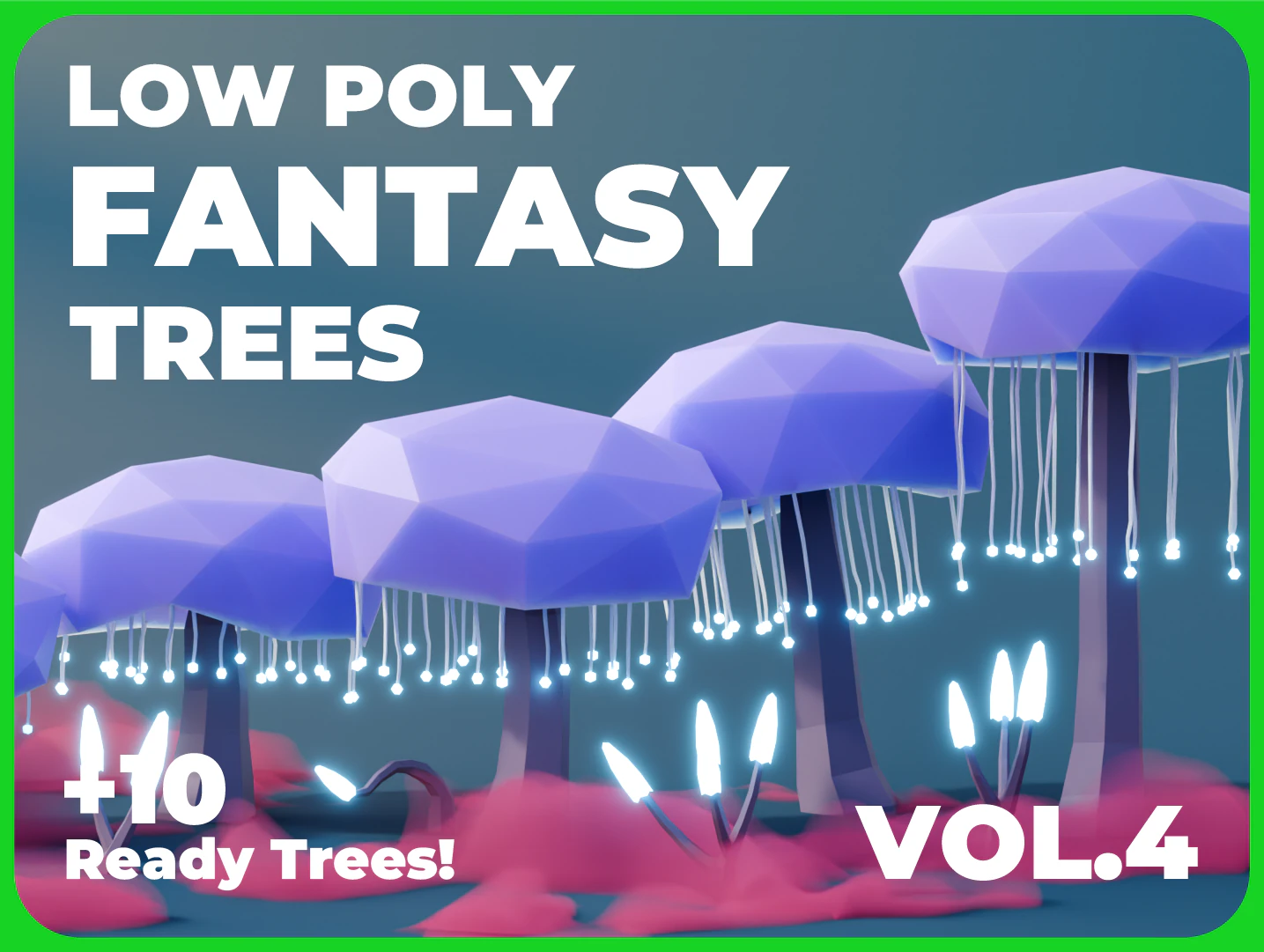 Low Poly Fantasy Trees Vol 4 3D Model .c4d .max .obj .3ds .fbx .stl .blend 