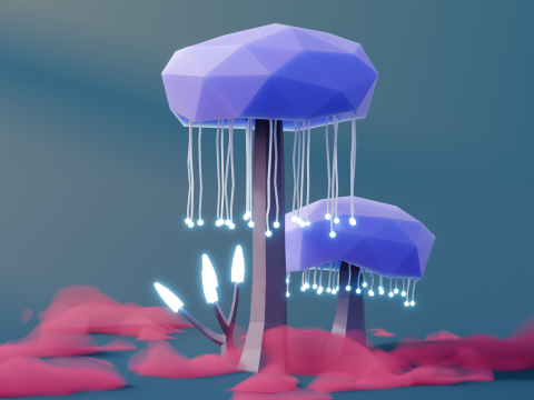 Low Poly Fantasy Trees Vol 4 3D Model